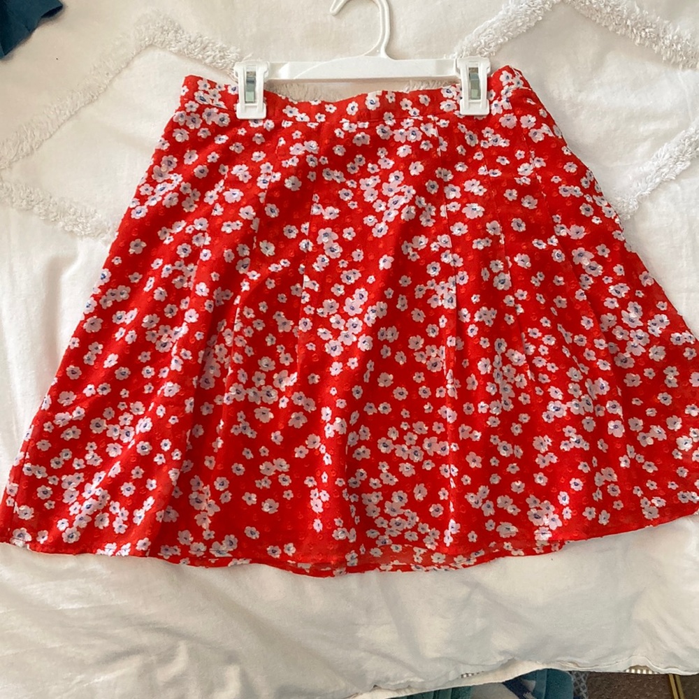 Banana Republic Red Floral Skirt
